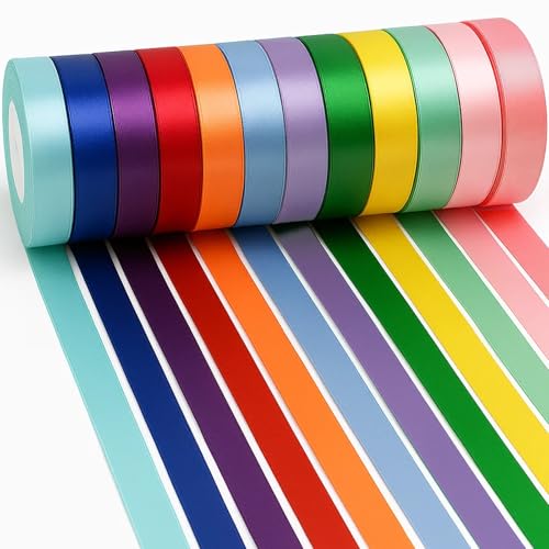 12 Farben satinband, schleifenband, schleifenband, bänder, bunte bänder, seidenbänder bunt für Heimwerkerkunst Handwerk, Geschenk Verpackung, Schleifen, Hochzeitsdekoration 12 Farben satinband, schleifenband, schleifenband, bänder, bunte bänder, seidenbänder bunt für Heimwerkerkunst Handwerk, Geschenk Verpackung, Schleifen, Hochzeitsdekoration von JazRvr