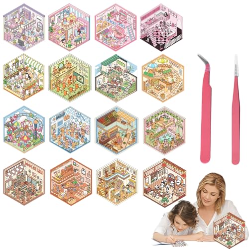 JazRvr 18 Stück 3D Sticker, 3D Sticker Scene, Kreative DIY-Szenen für Erwachsene und Kinder, 17,7 x 12 cm, Sticker Book für Dekoration und Spiel von JazRvr