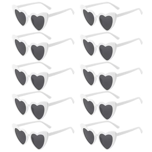 JazRvr Herz Sonnenbrille, 10 Stück Weiße Herzbrillen Für Party, Hochzeit, Karneval, Outdoor-Aktivitäten, Modisches Accessoire Für Frauen Und Kinder JazRvr Herz Sonnenbrille, 10 Stück Weiße Herzbrillen Für Party, Hochzeit, Karneval, Outdoor-Aktivitäten, Modisches Accessoire Für Frauen Und Kinder von JazRvr