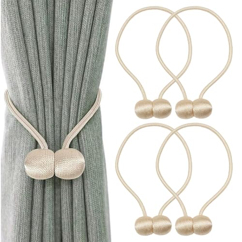 JazRvr Raffhalter Für Vorhänge, 4 Stück Vorhang Raffhalter, Magnetische Vorhang Halter, Ideal Für Wohnzimmer, Schlafzimmer Und Büro, 3 * 48 cm von JazRvr