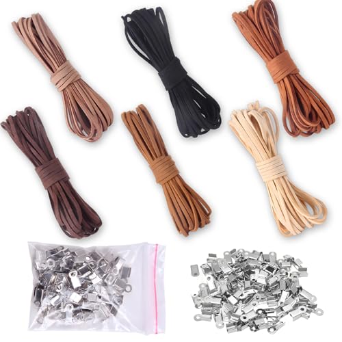 Lederband für Ketten, 106 Stück Flaches Lederband Set in 6 Farben, Lederschnur zum Basteln von Armbändern, Halsketten und Schlüsselanhängern, Ideal für DIY Schmuck und Geschenkverpackung Lederband für Ketten, 106 Stück Flaches Lederband Set in 6 Farben, Lederschnur zum Basteln von Armbändern, Halsketten und Schlüsselanhängern, Ideal für DIY Schmuck und Geschenkverpackung von JazRvr
