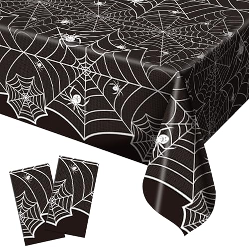 JazSwirl Spinnennetz-Tischdecke, Halloween-Tischdecke, schwarze Spinne, 2 Stück von JazSwirl