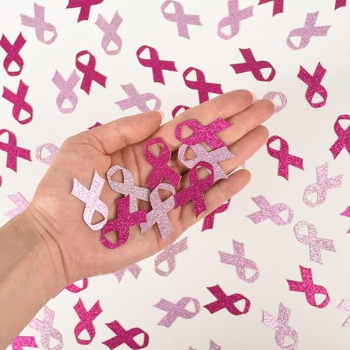 JazSwirl Tischkonfetti für Brustkrebs-Bewusstsein, 3,5 x 2,2 cm, rosa Schleife, Papierdekorationen, 100 Stück Brustkrebskonfetti-Streuung für Spendenaktionen, Veranstaltungen, Partys und von JazSwirl
