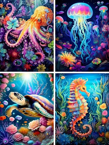 Jazcimdo 4 Pack Diamond Painting, 5D Diamant Painting Bilder Erwachsene, Diamond Painting Erwachsene Set Tiere DIY Diamant Malerei Mosaikherstellung für Home Wand Dekoration (30x40cm) von Jazcimdo