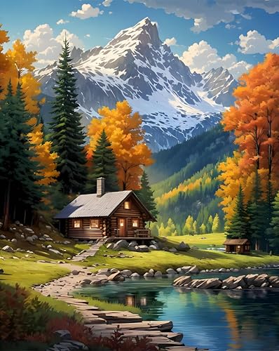 Jazcimdo Malen Nach Zahlen Erwachsene Landschaft, Paint by Numbers Adult mit Pinseln und Acrylfarbe, DIY Handgemalt Ölgemälde Leinwand Kit für Geschenke und Heimdekoration, Ohne Rahmen (40 x 50 cm) von Jazcimdo