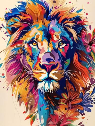 Diamond Painting Erwachsene Bunt 5D Diamant Painting Bilder Löwe 30x40 cm Mosaikherstellung Basteln Erwachsene Runder Vollbohrer Crystal art Diamant Malerei Stickerei Set für Home Wall Decor H0-51 von Jaznnghh
