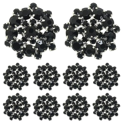 10 pcs Strassknöpfe Schwarze Kristall dekorative Knöpfe 22mm Legierung Fantasie von Jcasbdn