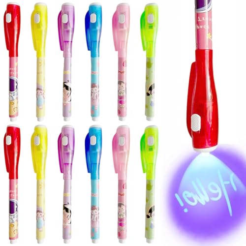 12 pcs unsichtbarer Tintenstift mit UV Light 5 Zoll Spaß unsichtbarer Stiftplastik -Cartoon Verschwinden Tintenmarkierungen für Kinder 812 Klasse Preise Spionage Geschenke Party Gefälligkeiten von Jcasbdn