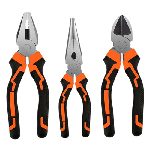 3PCS-Zange Set, rostbesichtige Stahlelektrikerinzange mit einem rutschfesten Griff umfasst 8 Kombinationszellen und 6 diagonale und 6 lange Nase von Jcasbdn