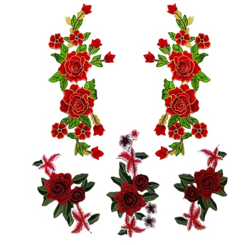 Blumenflecken 5pcs Rot Polyester Faserblume Applikation mit grün Blumenflecken 5pcs Rot Polyester Faserblume Applikation mit grün von Jcasbdn