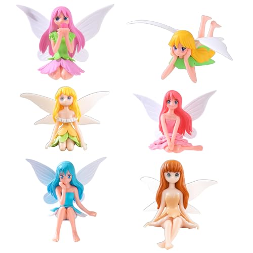 Elfen Figuren Garten Deko 6 Pack - Miniatur Feengarten Zubehör, Feen Geburtstag Deko - Kleine Figuren De Fee Für Garten, Kuchen, Feenhaus, Gartendeko, Geschenk von JcvPot