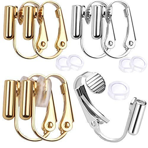 12 Stück Ohrclips Konverter Ohrring Erkenntnisse und 12 Stück Silikon-Pads für nicht gepiercte Ohren für Schmuckherstellung, Gold und Silber 12 Stück Ohrclips Konverter Ohrring Erkenntnisse und 12 Stück Silikon-Pads für nicht gepiercte Ohren für Schmuckherstellung, Gold und Silber von Jdesun
