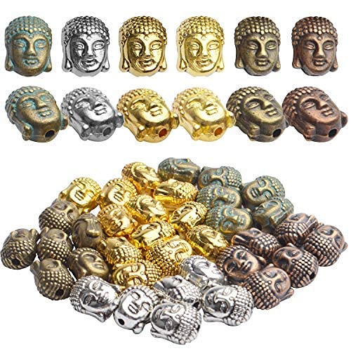 Buddha-Kopf-Perlen, tibetischer Stil, Legierung, Zwischenperlen, kleine Metallperlen für Armbänder, Schmuckherstellung, Basteln, 6 Farben, 11 x 9 x 8 mm, 36 Stück Buddha-Kopf-Perlen, tibetischer Stil, Legierung, Zwischenperlen, kleine Metallperlen für Armbänder, Schmuckherstellung, Basteln, 6 Farben, 11 x 9 x 8 mm, 36 Stück von Jdesun
