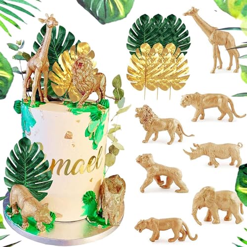 JeVenis Goldenes Wildtier Plastikspielzeug Dschungeltiere Geburtstagsdekoration Dschungelparty Safari Dekoration von JeVenis