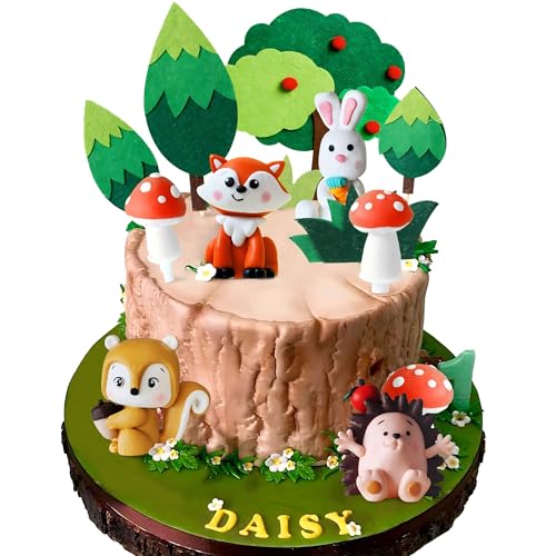 JeVenis Luxus Woodland Tiere Party Supplies Woodland Baby Dusche Kuchen Dekoration Woodland Tiere Kuchen Dekoration Waldtiere Kuchen Dekoration Igel Eichhörnchen Fuchs Kuchen Dekoration von JeVenis