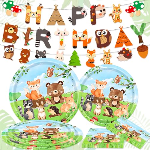 JeVenis 54pcs Waldtiere Safari Partygeschirr Geburtstag Banner Deko Geschirr Papier Teller Servietten für Geburtstag Party JeVenis 54pcs Waldtiere Safari Partygeschirr Geburtstag Banner Deko Geschirr Papier Teller Servietten für Geburtstag Party von JeVenis