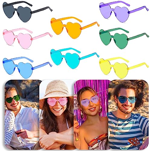 JeVenis 8 Stück Faschingsbrille Beach Partybrille Herz Sonnenbrille Hippie Herzförmige Brille Bride to Be Herz Sonnenbrille von JeVenis