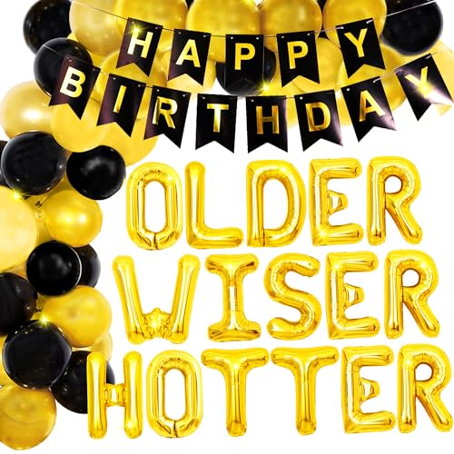 JeVenis Older Wiser Hotter Zeichen Banner Lustige 50h 60th 70th 80th Geburtstag Party Dekorationen für Männer und Frauen JeVenis Older Wiser Hotter Zeichen Banner Lustige 50h 60th 70th 80th Geburtstag Party Dekorationen für Männer und Frauen von JeVenis