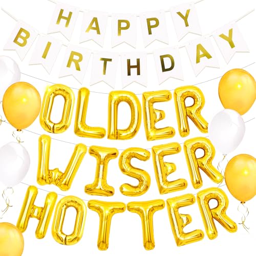 JeVenis Older Wiser Hotter Geburtstagsbanner Luftballons Funny 50h 60th 70th 80th Geburtstagsdekorationen für Frauen und Männer JeVenis Older Wiser Hotter Geburtstagsbanner Luftballons Funny 50h 60th 70th 80th Geburtstagsdekorationen für Frauen und Männer von JeVenis