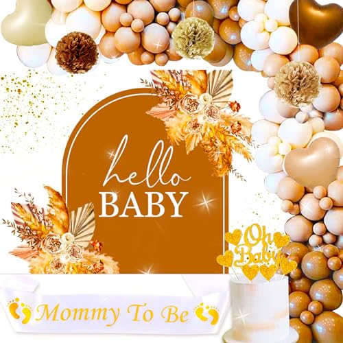 JeVenis Babyparty Deko Beige Gender Reveal Balloon Dekoration Girlande Mädchen BabyShower Babyshowerparty von JeVenis