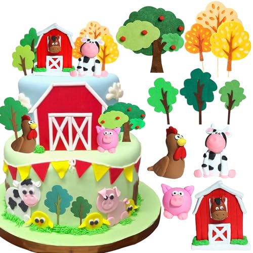 JeVenis Bauernhof Tierkuchen Dekoration Bauernhof Tier Geburtstagskuchen Topper Kuh Kuchen Dekoration für Bauernhof Tier Baby Dusche Geburtstagsparty Dekorationen JeVenis Bauernhof Tierkuchen Dekoration Bauernhof Tier Geburtstagskuchen Topper Kuh Kuchen Dekoration für Bauernhof Tier Baby Dusche Geburtstagsparty Dekorationen von JeVenis