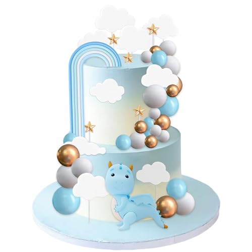 JeVenis Blauer Drachen Cupcake Topper Magischer Drache Tortendekoration Fantasy Party Zubehör für Babyshower Geburtstag Party Zubehör JeVenis Blauer Drachen Cupcake Topper Magischer Drache Tortendekoration Fantasy Party Zubehör für Babyshower Geburtstag Party Zubehör von JeVenis