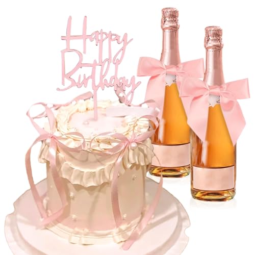 JeVenis Bow cake topper Rosa Schleife Cake Topper Bowknot Bänder Bow Cake Dessert Picks für Dekorationen Braut Baby Dusche Geburtstag Hochzeit von JeVenis