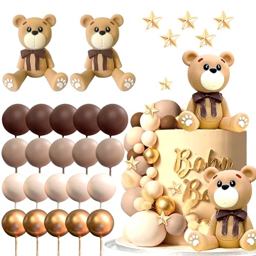 JeVenis Brown Baby Dusche Kuchen Dekoration Teddybär Kuchen Topper Geschlecht Enthüllen Kuchen Dekoration Bär Baby Dusche Party Supplies Teddybär Dekoration von JeVenis