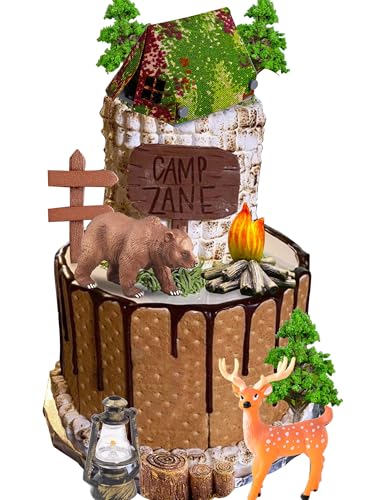 JeVenis Camping Kuchen Dekoration Camping Party Dekoration Tent Bonfire Canoe Tree Squirrel Deer Figures Tortendeko für Hochzeit Hochzeitstag Geburtstag Babyparty JeVenis Camping Kuchen Dekoration Camping Party Dekoration Tent Bonfire Canoe Tree Squirrel Deer Figures Tortendeko für Hochzeit Hochzeitstag Geburtstag Babyparty von JeVenis
