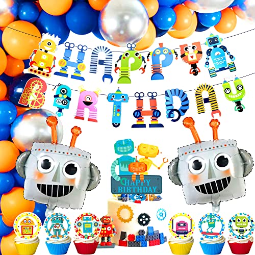 JeVenis Cartoon Roboter Geburtstag Dekoration Wissenschaftler Ingenieur Geburtstagsgeschenk Roboter Party Ballons für Geburtstag von JeVenis