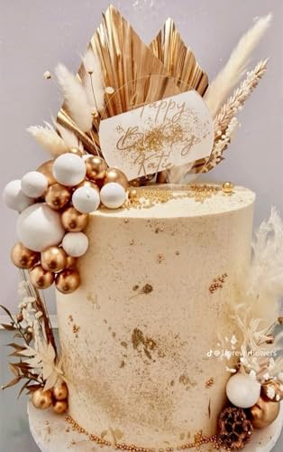 JeVenis Champagner Tortendekoration Dekoration Goldkugeln Kuchendekoration Goldene Palmblätter Tortenaufleger Böhmische Weißgoldkugel für Hochzeit Geburtstag Geburtstag Jahrestag JeVenis Champagner Tortendekoration Dekoration Goldkugeln Kuchendekoration Goldene Palmblätter Tortenaufleger Böhmische Weißgoldkugel für Hochzeit Geburtstag Geburtstag Jahrestag von JeVenis