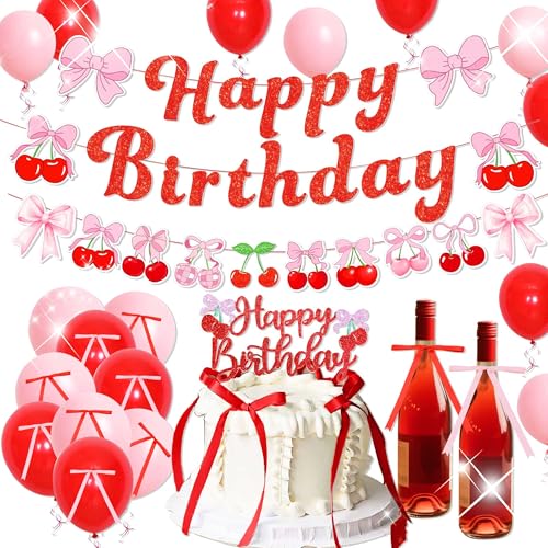 JeVenis Cherry Birthday Backdrop Banner She's The Cherry on Top Balloons Cherry Theme Decorations Bow Birthday Party Props JeVenis Cherry Birthday Backdrop Banner She's The Cherry on Top Balloons Cherry Theme Decorations Bow Birthday Party Props von JeVenis