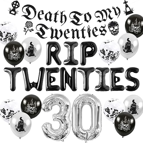 JeVenis Death to My Twenties Dekoration Rip To My 20s Birthday 30 Geburtstag dekorationen Rip to My 20s Ballon Banner von JeVenis