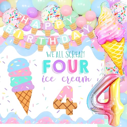 JeVenis Eiscreme Geburtstag Deko 4. We All Scream 4 Eiscreme Geburtstag Deko Glitzer Eiscreme Banner Girlande für Sommer Mottoparty JeVenis Eiscreme Geburtstag Deko 4. We All Scream 4 Eiscreme Geburtstag Deko Glitzer Eiscreme Banner Girlande für Sommer Mottoparty von JeVenis
