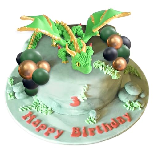 JeVenis Fantasy Dragon Cake Topper Dragon Eggs Cake Decor Green Black Gold Balls Cake Decor for Baby Shower Birthday Wedding Party Supplies JeVenis Fantasy Dragon Cake Topper Dragon Eggs Cake Decor Green Black Gold Balls Cake Decor for Baby Shower Birthday Wedding Party Supplies von JeVenis