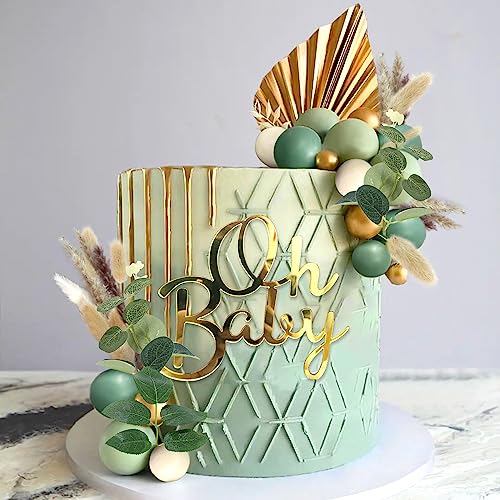 JeVenis GRÜN Oh Baby Cake Topper Oh Baby Kuchen Topper Babyparty Tortendeko Junge für BabyShower Gender Reveal Partydeko von JeVenis