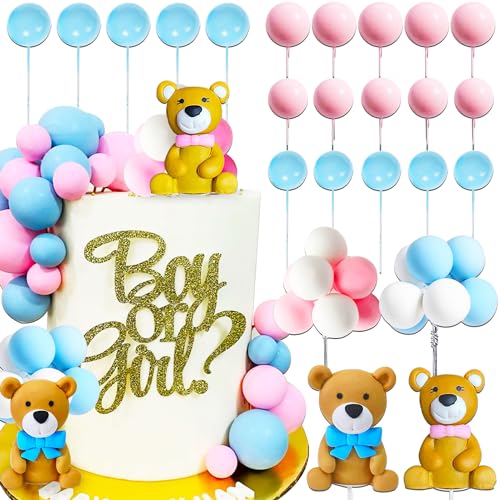 JeVenis Gender Reveal Party Deko Boy or Girl Tortendeko Babyparty Dekoration Teddybär Kuchen Dekoration Teddybär Geburtstagstorte Deko von JeVenis