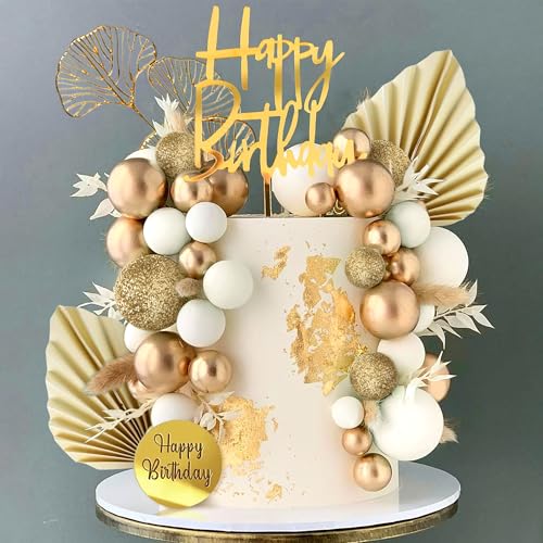 JeVenis Gold Champagner Tortendekoration Goldkugeln Kuchendekoration Gold Palmblätter Tortenaufleger Böhmische Weißgoldkugel für Hochzeit Geburtstag Geburtstag Jahrestag JeVenis Gold Champagner Tortendekoration Goldkugeln Kuchendekoration Gold Palmblätter Tortenaufleger Böhmische Weißgoldkugel für Hochzeit Geburtstag Geburtstag Jahrestag von JeVenis