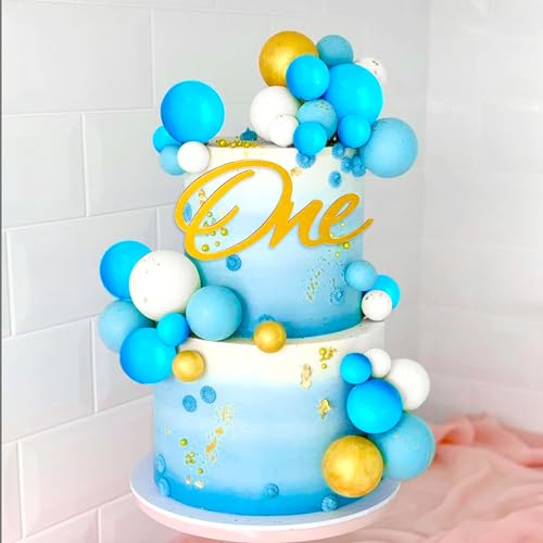 JeVenis Gold First Birthday Cake Topper Gold Blaue Kugeln Kuchentopper Gold One Cake Topper für Sun First Birthday Party Deko Zubehör JeVenis Gold First Birthday Cake Topper Gold Blaue Kugeln Kuchentopper Gold One Cake Topper für Sun First Birthday Party Deko Zubehör von JeVenis