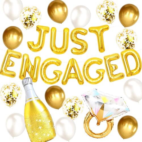 JeVenis Goldene Verlobungsparty-Dekorationen für Paare, gerade verlobt, Ballon-Banner, Schild, Gold, für Hochzeit, Verlobung, Party, Dekoration JeVenis Goldene Verlobungsparty-Dekorationen für Paare, gerade verlobt, Ballon-Banner, Schild, Gold, für Hochzeit, Verlobung, Party, Dekoration von JeVenis