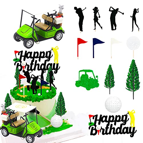 JeVenis Golf Kuchendekoration mit Überschrift für den grünen Deko Kuchen Golf Themen Figur Golf Party Zubehör Golf Gastgeschenke Golf Geburtstags Dekoration von JeVenis