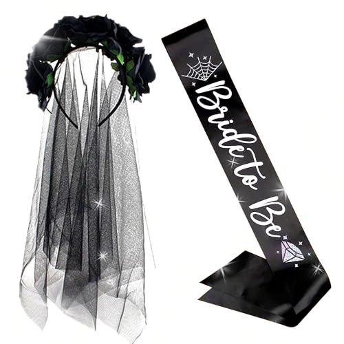 JeVenis Gothic Bride to Be Schärpe Gothic Rose Blume Stirnband Goth Bachelorette Dekoration Braut oder Die Junggesellinnenabschied Supplies Gothic Brautdusche Dekoration JeVenis Gothic Bride to Be Schärpe Gothic Rose Blume Stirnband Goth Bachelorette Dekoration Braut oder Die Junggesellinnenabschied Supplies Gothic Brautdusche Dekoration von JeVenis