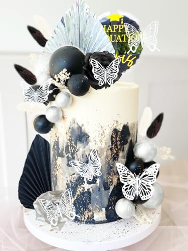 JeVenis Gothic Kuchendekoration schwarze Rose Tortenaufsatz Goth Schmetterling Palmenblätter Punk Kuchendekoration für Hochzeit Brautparty JeVenis Gothic Kuchendekoration schwarze Rose Tortenaufsatz Goth Schmetterling Palmenblätter Punk Kuchendekoration für Hochzeit Brautparty von JeVenis