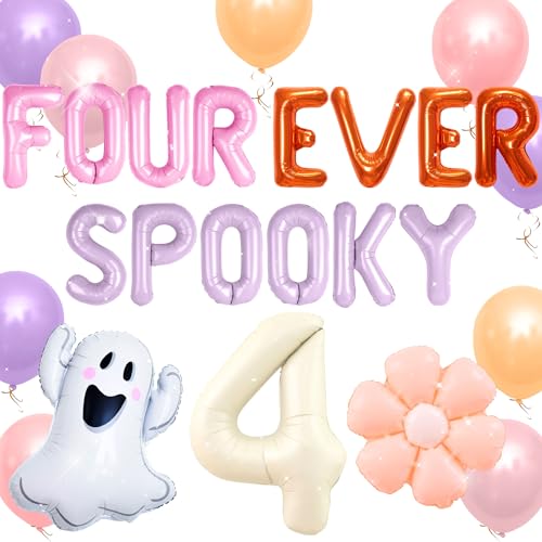 JeVenis Groovy Halloween Four Ever Gruselige Geburtstagsdekorationen mit groovigem Hippie-Kuchen-Cupcake-Topper, Four Ever Gruseliger Hintergrund Banner für 4. Geburtstag JeVenis Groovy Halloween Four Ever Gruselige Geburtstagsdekorationen mit groovigem Hippie-Kuchen-Cupcake-Topper, Four Ever Gruseliger Hintergrund Banner für 4. Geburtstag von JeVenis