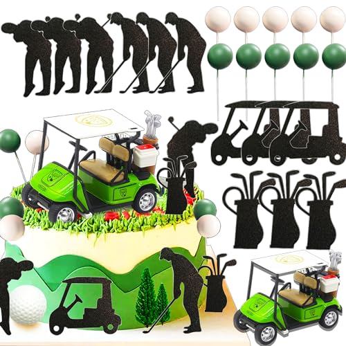 JeVenis Grüne Bälle Tortendeko Golf Kuchendekoration Geschenk für den Figur Golf Thematische Tortendekorationen Golf Party Zubehör Miniatur Golf Geburtstag Dekoration von JeVenis