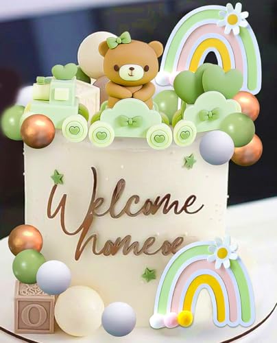 JeVenis Grun Teddybär Tortendeko Zug Teddybär Kuchen Dekoration Taufe Junge Mädchen Kuchen Dekoration 1 Jahr Geburtstag Tortendeko für Hochzeit Babyshower Geburtstag Party JeVenis Grun Teddybär Tortendeko Zug Teddybär Kuchen Dekoration Taufe Junge Mädchen Kuchen Dekoration 1 Jahr Geburtstag Tortendeko für Hochzeit Babyshower Geburtstag Party von JeVenis