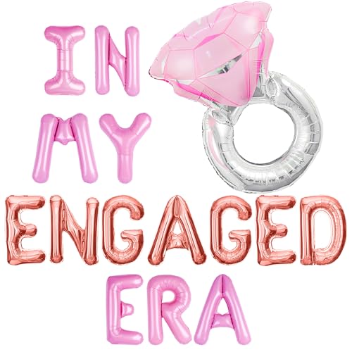 JeVenis In My Engaged Era Banner Luftballons Valentinstag Dekoration Bachelorette Party Dekoration Brautparty Zubehör Verlobungsdekoration Fotokabine von JeVenis