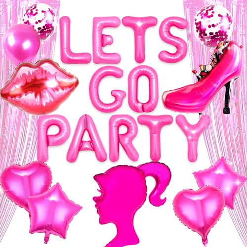 JeVenis Let's Go Party Dekoration Hot Pink Girl Party Dekoration Geburtstagsballon Partyballon von JeVenis