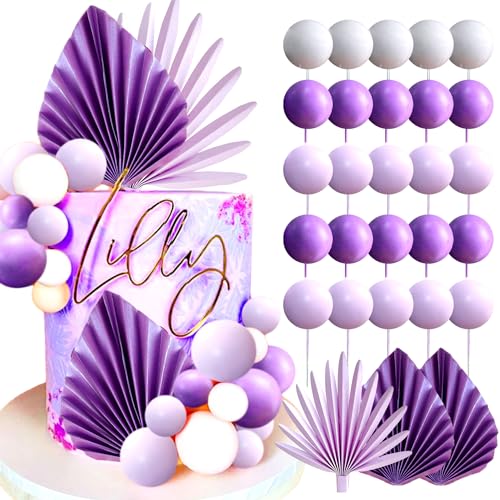 JeVenis Lila Blau Rose Kuchen Topper Palm Leaves Balls Tortendekoration für Hochzeit Brautparty Geburtstag Hochzeitstorte Dekoration JeVenis Lila Blau Rose Kuchen Topper Palm Leaves Balls Tortendekoration für Hochzeit Brautparty Geburtstag Hochzeitstorte Dekoration von JeVenis