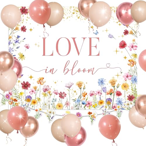 JeVenis Love is in Bloom Banner Floral Wildflower Bridal Shower Decor for Engagement Wedding Party Decorations Bride to Be Party Supplies von JeVenis